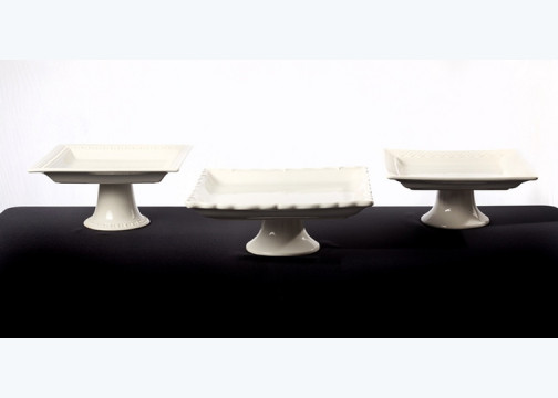 Cake Stands, White Ceramic - Square