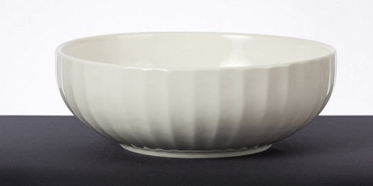White Ceramic Faceted Bowl 14