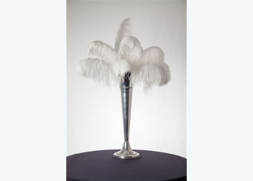 Silver Trumpet Vase With Ostrich Feathers