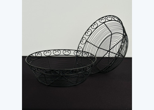 Bread Basket, Black Wire Round